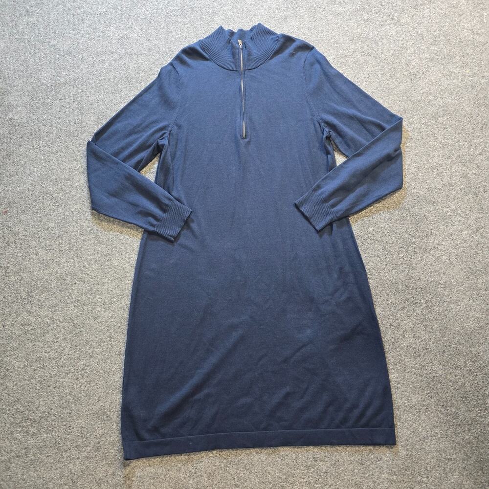 Tommy Bahama Dress Womens Size XL Blue Sweater Knit Long Sleeve 1/4 Zip Casual